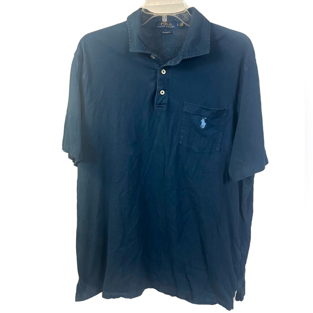 Polo Ralph Lauren Men's Blue Short Sleeve Knit Polo Shirt- Size Large